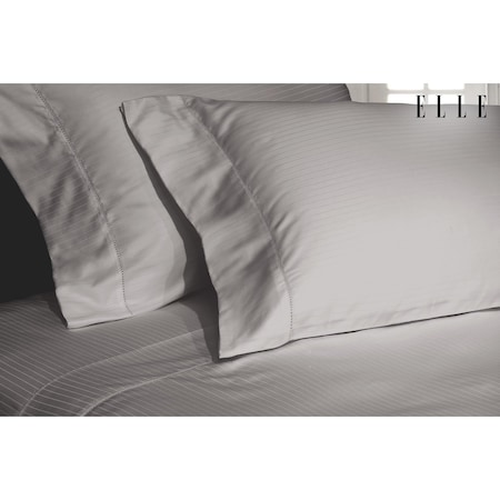Elle 1000tc Cotton-Rich Pinstripe Sheet Set, Gull Grey, Full EL650112
